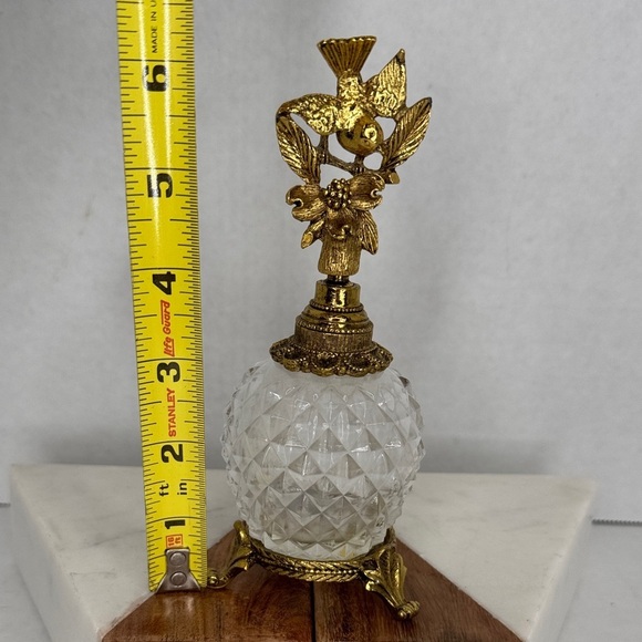 Antique Matson Gold Ormolu Hummingbird Glass Perfume Bottle With Glass Dauber - Picture 5 of 8